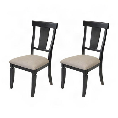 Wooden Traditional Dining and Kitchen Table Chairs, Set of 2, Black