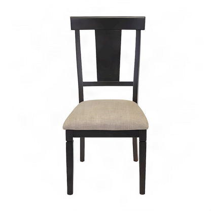 Wooden Traditional Dining and Kitchen Table Chairs, Set of 2, Black