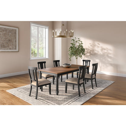 Hartford Traditional Wood Kitchen Extension Dining Table and Six Chairs, Black