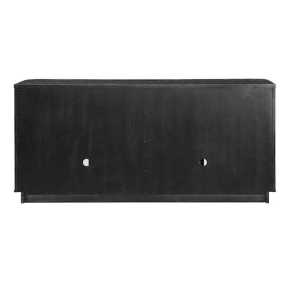 Wood 70" Console with glass doors, TV Stand, Accent Cabinet, Black