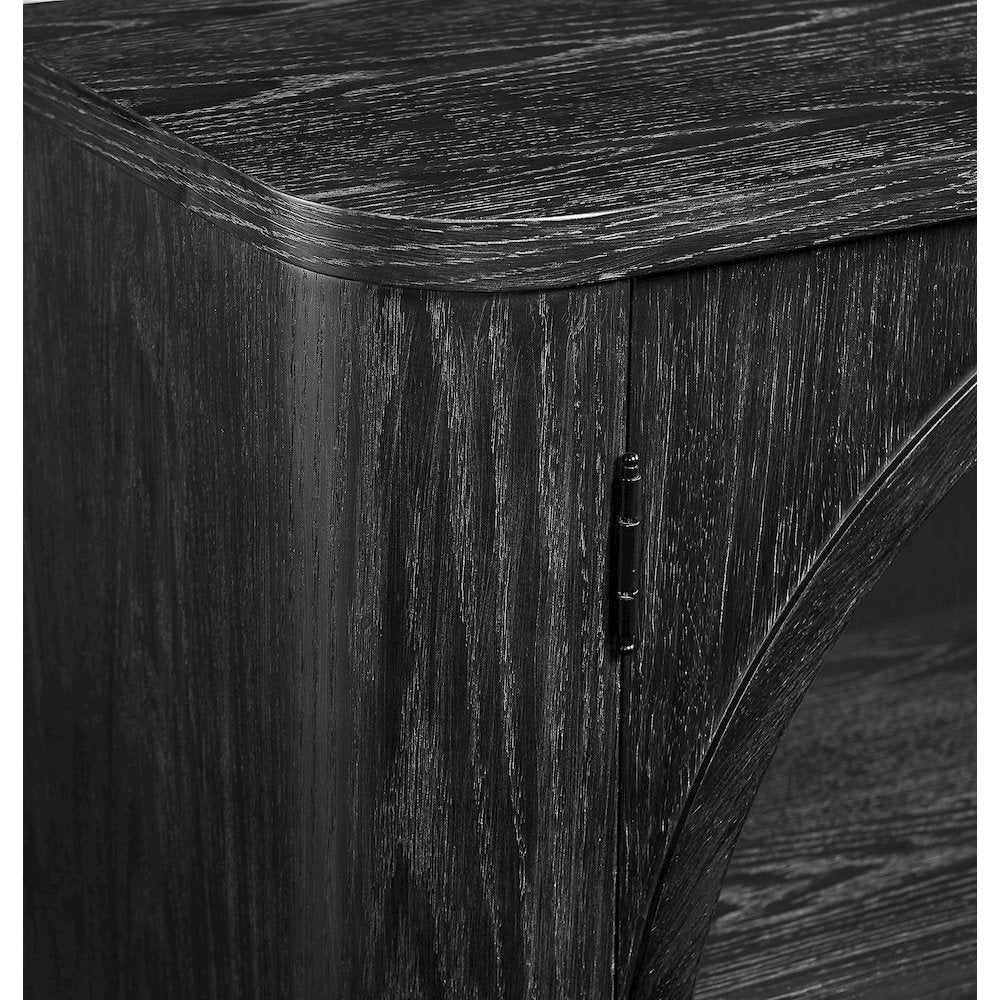 Wood 70" Console with glass doors, TV Stand, Accent Cabinet, Black