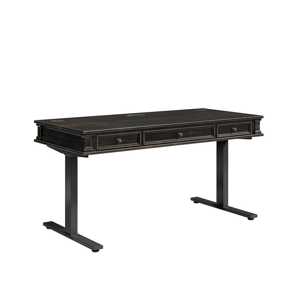 Kingston Wood Electronic Sit/Stand Desk, Dark Brown