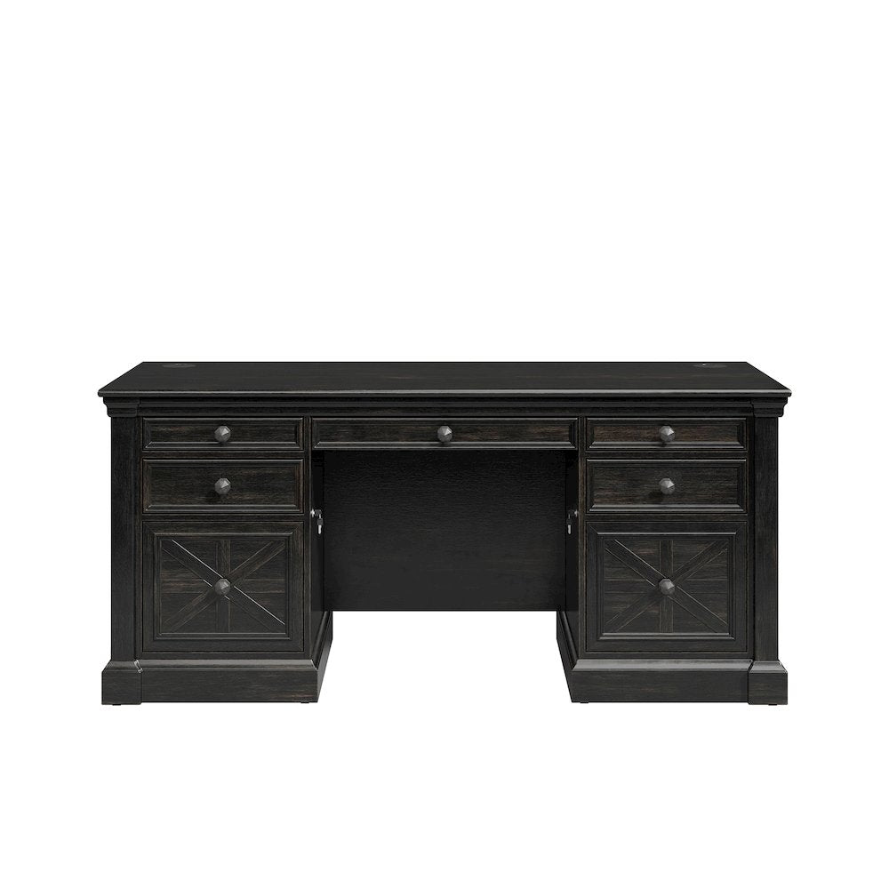 Kingston Wood Double Pedestal Executive Desk, Fully Assembled