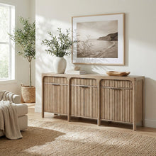 80" TV Console, Entertainment Stand, Wood Accent Cabinet, Asm, Natural Sand