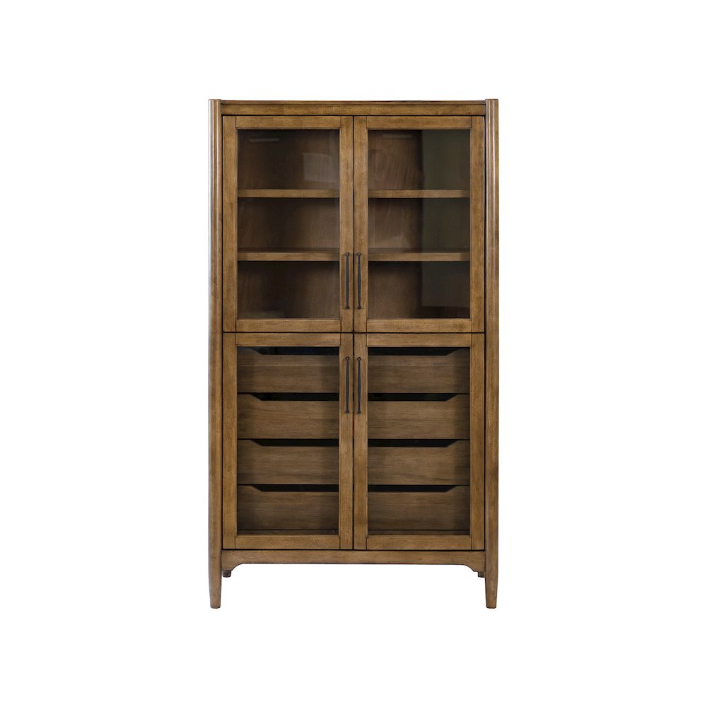 Lachlan Modern Wood Display Cabinet, Fully Assembled, Brown