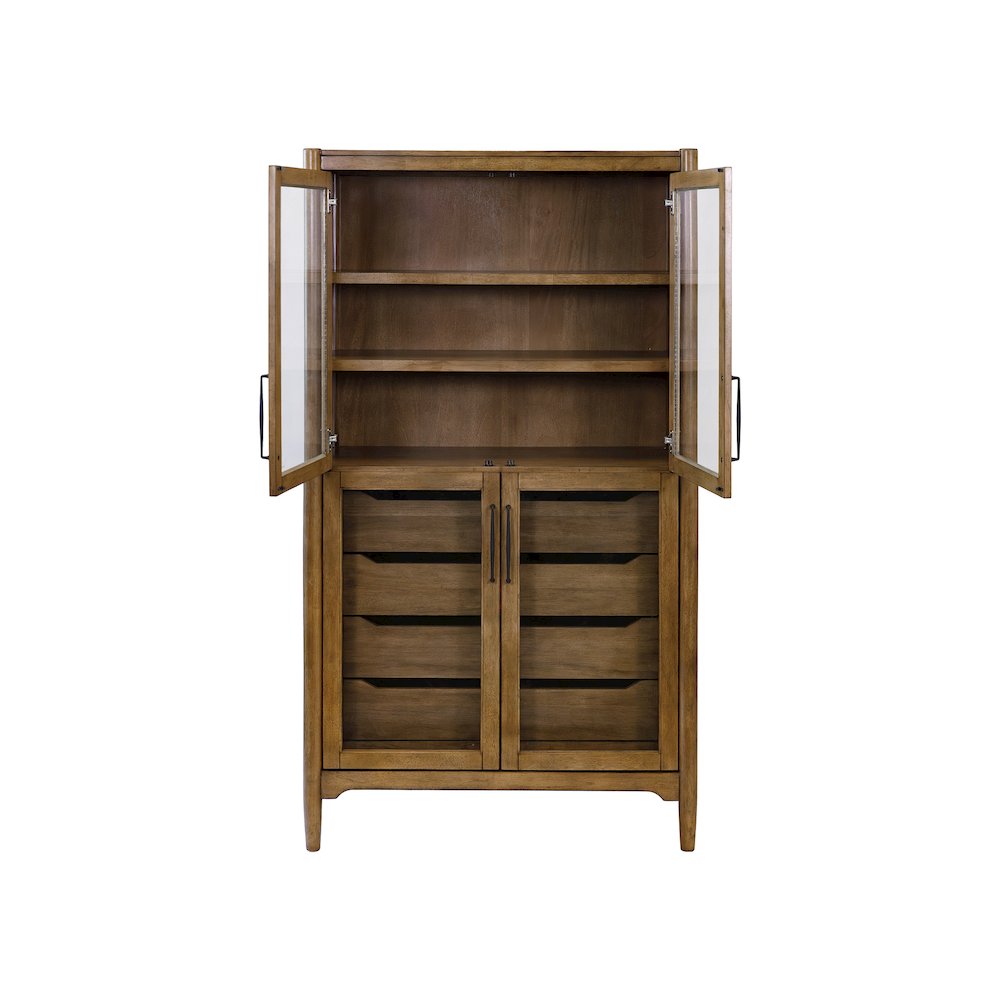 Lachlan Modern Wood Display Cabinet, Fully Assembled, Brown