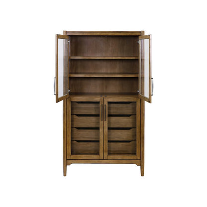 Lachlan Modern Wood Display Cabinet, Fully Assembled, Brown