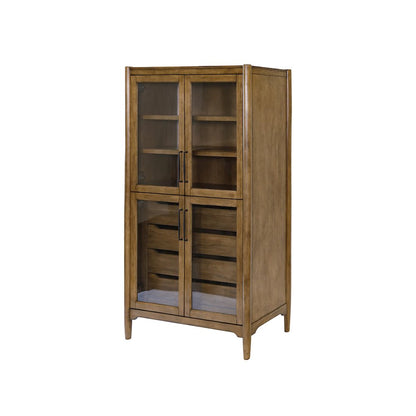 Lachlan Modern Wood Display Cabinet, Fully Assembled, Brown