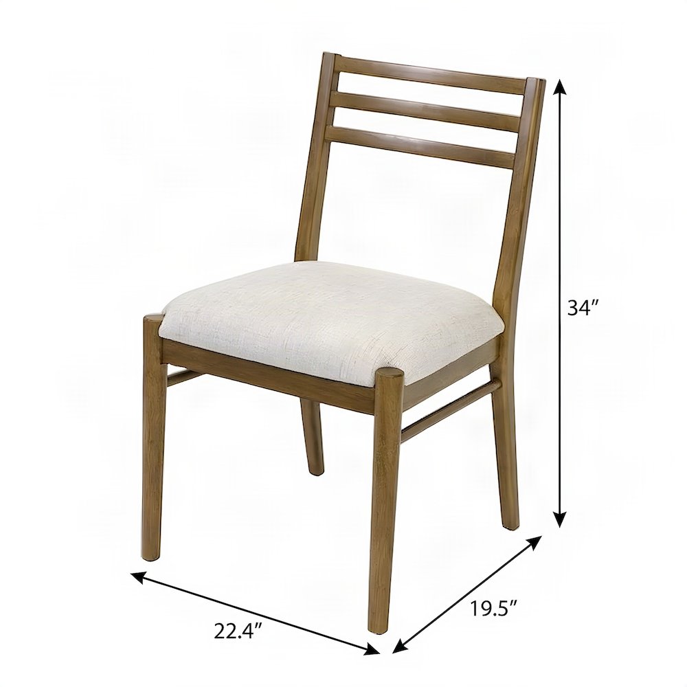 Mid-Century Modern Wood Dining Chairs, Set of 2 with Slat Back, Brown