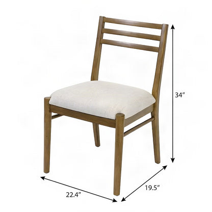 Mid-Century Modern Wood Dining Chairs, Set of 2 with Slat Back, Brown