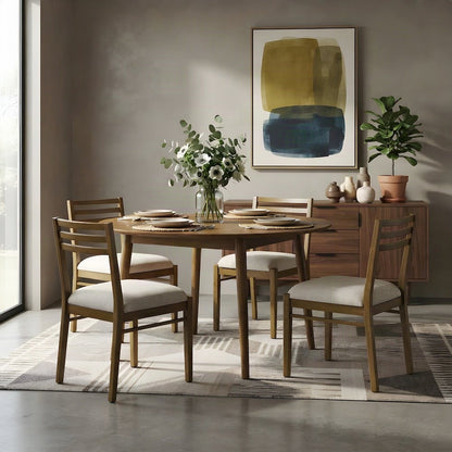 Mid-Century Modern Wood Dining Chairs, Set of 2 with Slat Back, Brown