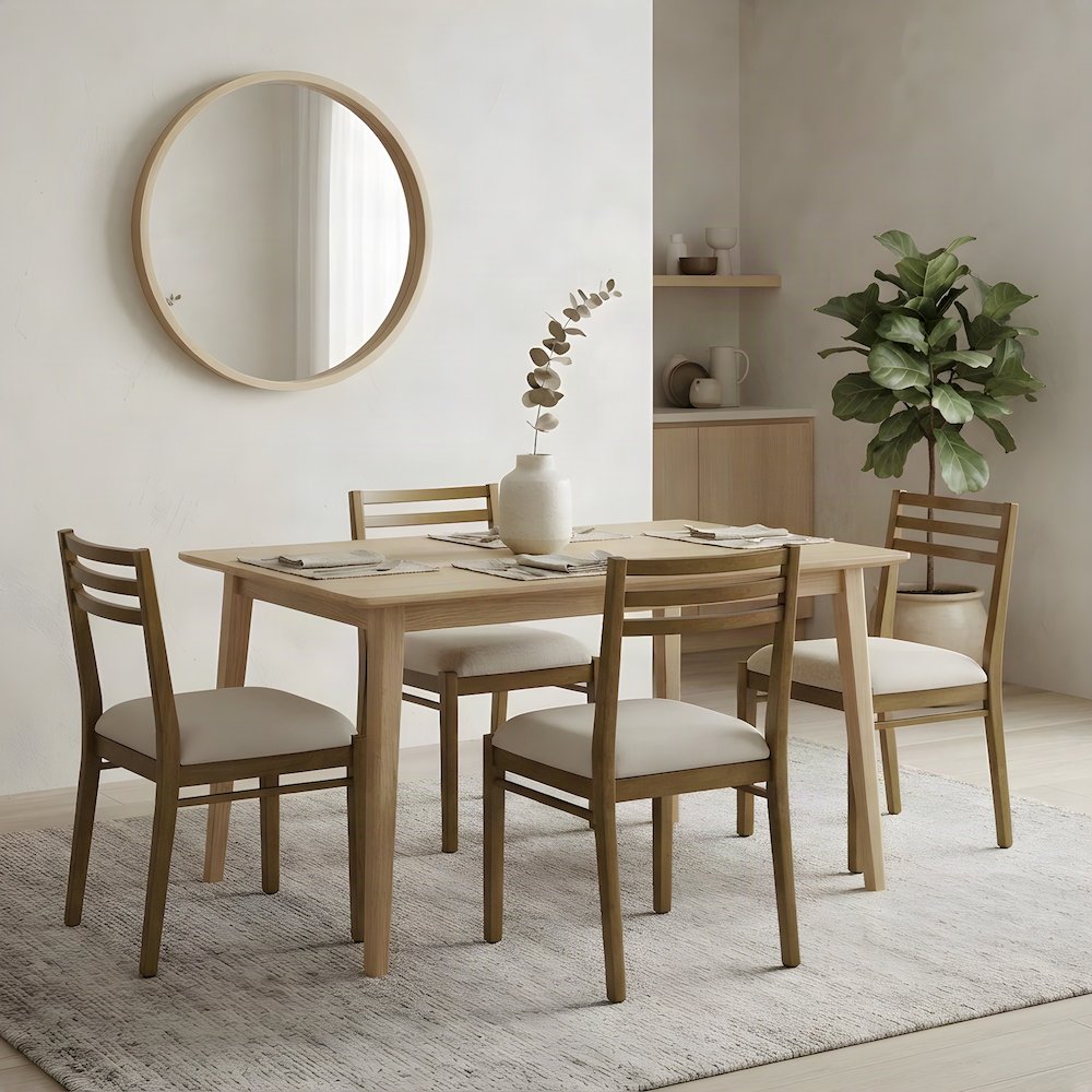 Mid-Century Modern Wood Dining Chairs, Set of 2 with Slat Back, Brown