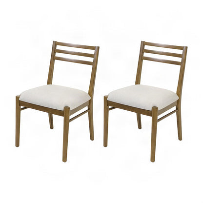 Mid-Century Modern Wood Dining Chairs, Set of 2 with Slat Back, Brown