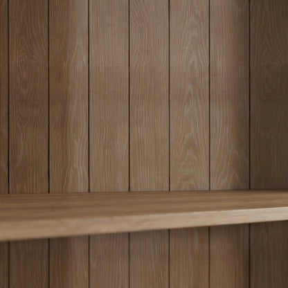 Modern Wooden Tall Open Bookcase with Adjustable Display Shelves, Light Brown