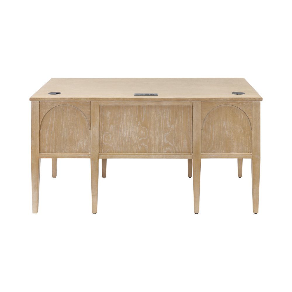 Laurel Wood Half Pedestal Desk, Wood Office Desk