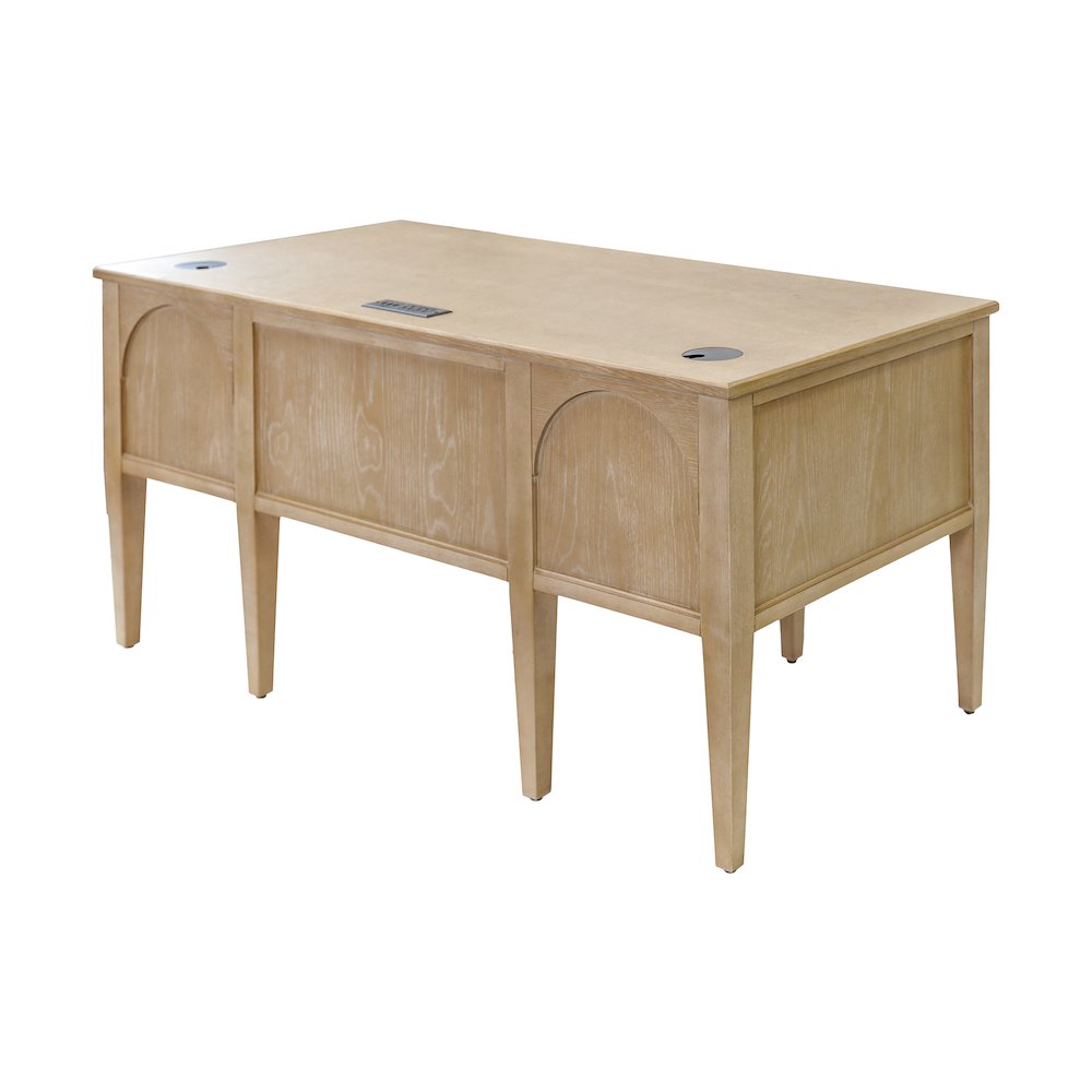 Laurel Wood Half Pedestal Desk, Wood Office Desk