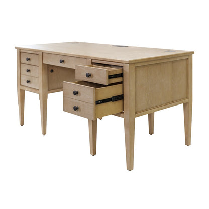 Laurel Wood Half Pedestal Desk, Wood Office Desk