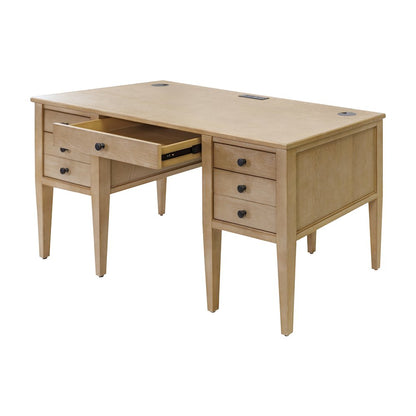 Laurel Wood Half Pedestal Desk, Wood Office Desk