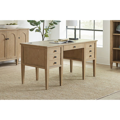 Laurel Wood Half Pedestal Desk, Wood Office Desk