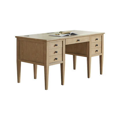 Laurel Wood Half Pedestal Desk, Wood Office Desk