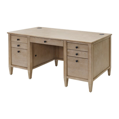 Laurel Wood Double Pedestal Desk, Wood Office Desk