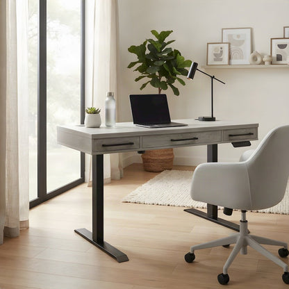 Laminate Electric Standing Desk with Height Adjustable Sit-Stand, Concrete Gray