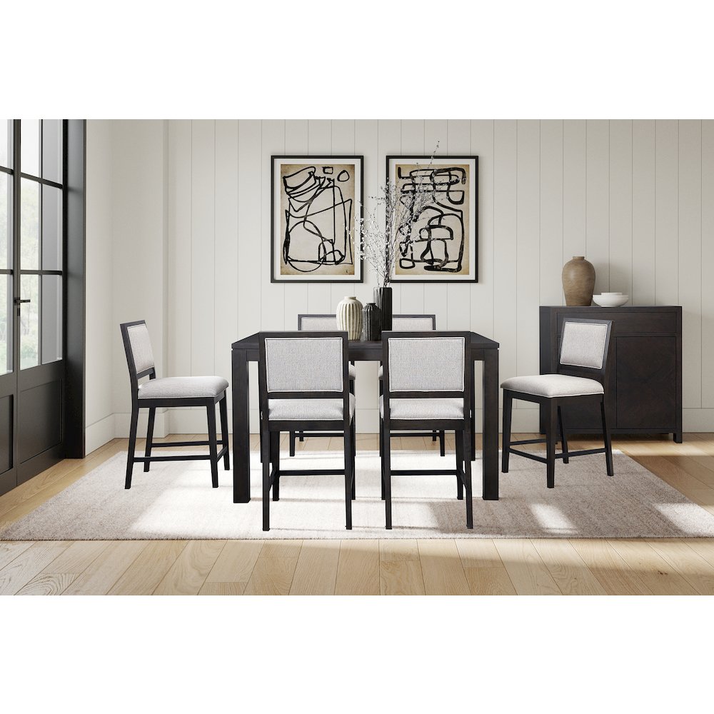 Montclair Modern Wood Counter Height Kitchen Dining Table and Four Chairs, Black