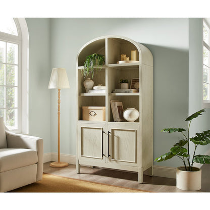 Modern Wood Arched Display Cabinet/Bookcase, Storage Cabinet, White