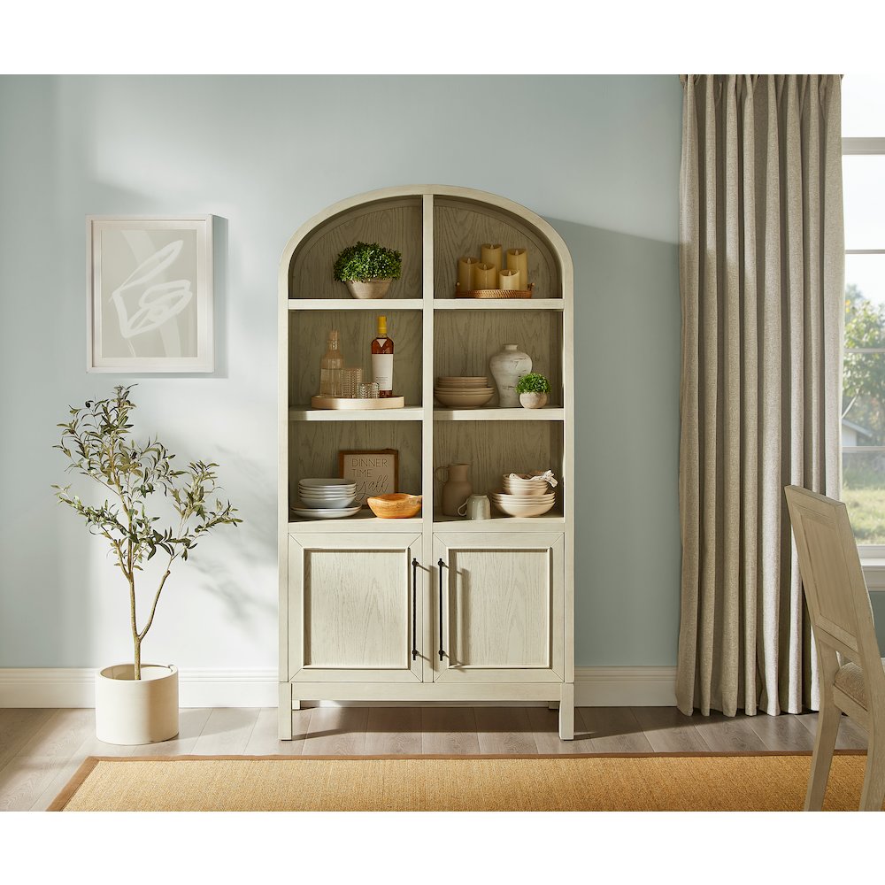 Modern Wood Arched Display Cabinet/Bookcase, Storage Cabinet, White