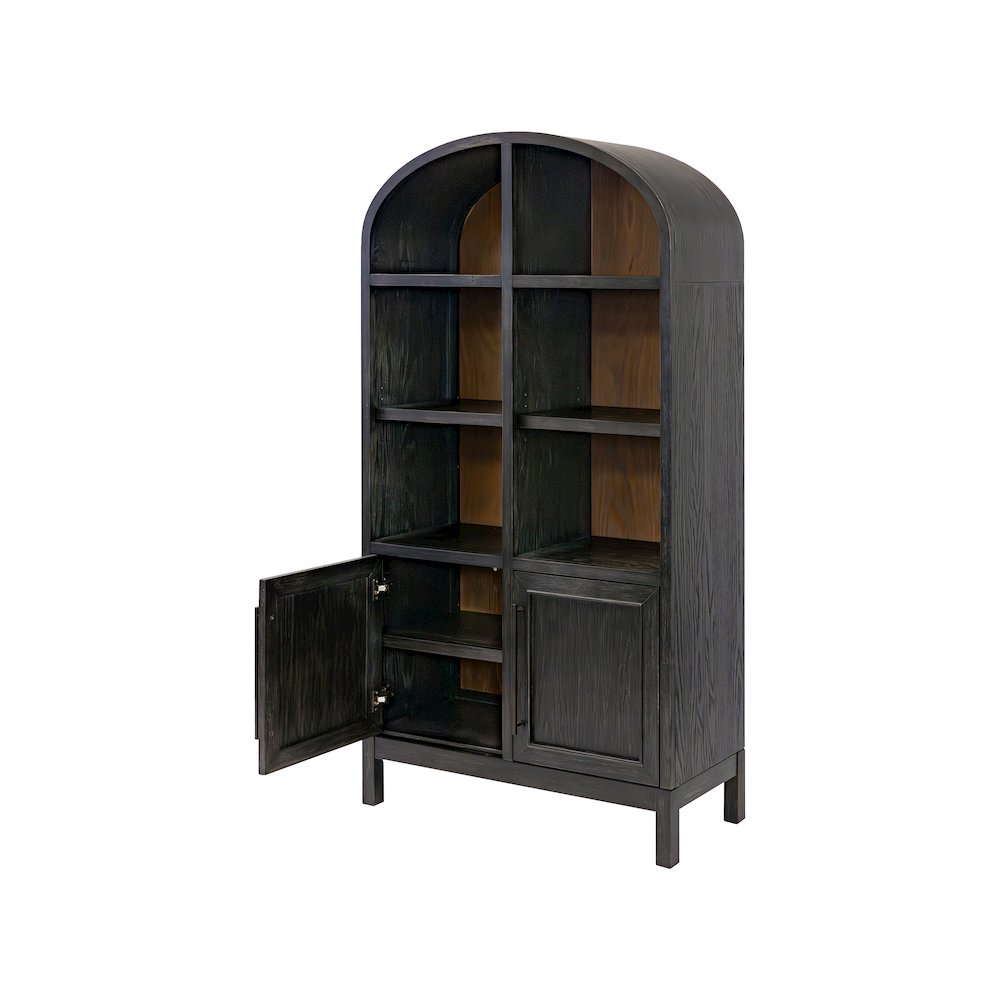 Modern Wood Arched Display Cabinet/Bookcase, Storage Cabinet, Black