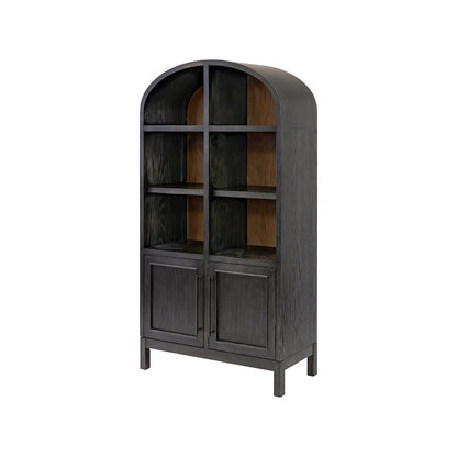 Modern Wood Arched Display Cabinet/Bookcase, Storage Cabinet, Black