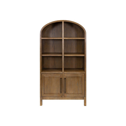 Modern Wood Arched Display Cabinet/Bookcase, Storage Cabinet, Brown