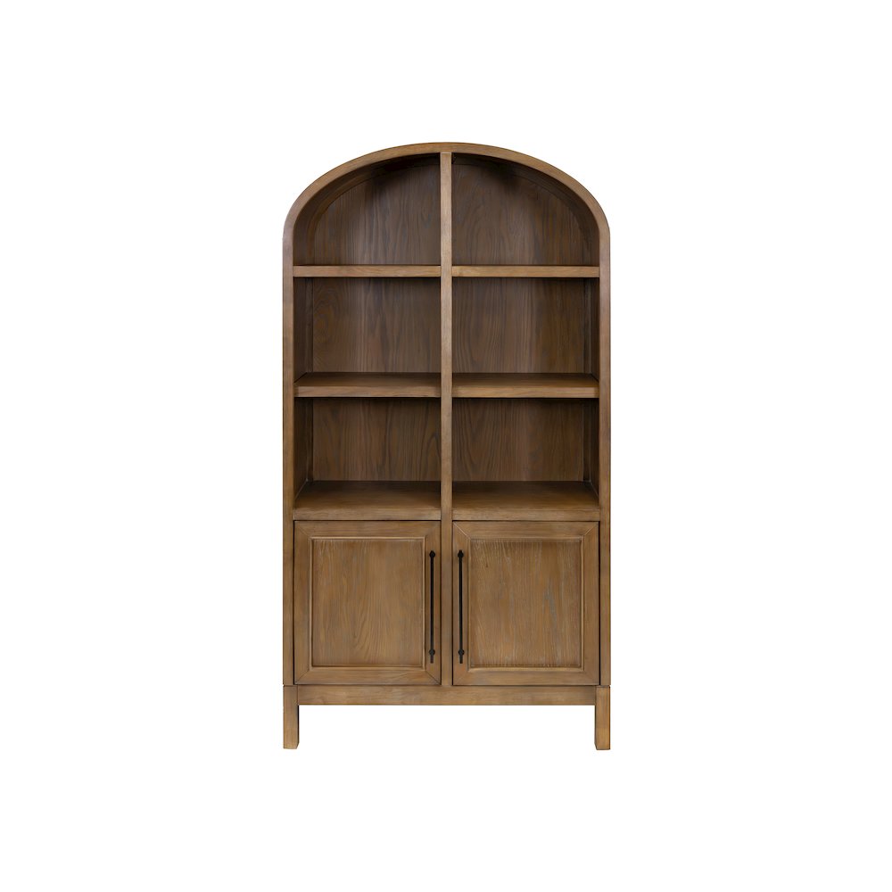 Modern Wood Arched Display Cabinet/Bookcase, Storage Cabinet, Brown