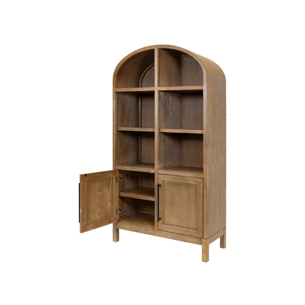 Modern Wood Arched Display Cabinet/Bookcase, Storage Cabinet, Brown