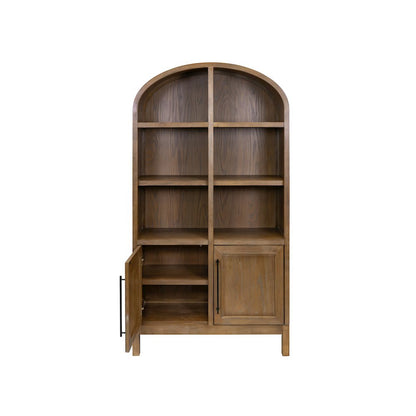 Modern Wood Arched Display Cabinet/Bookcase, Storage Cabinet, Brown
