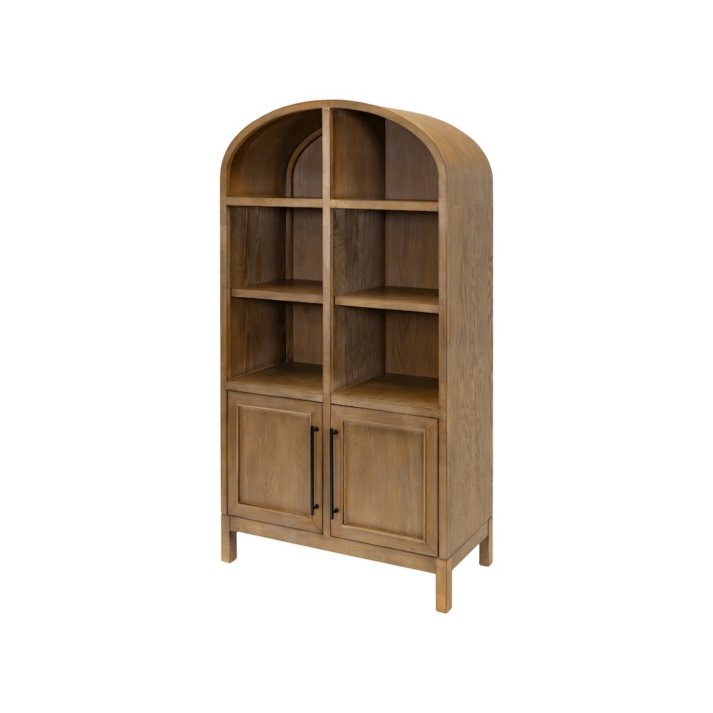 Modern Wood Arched Display Cabinet/Bookcase, Storage Cabinet, Brown