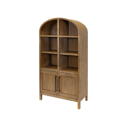 Modern Wood Arched Display Cabinet/Bookcase, Storage Cabinet, Brown