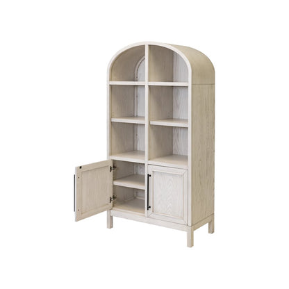 Modern Wood Arched Display Cabinet/Bookcase, Storage Cabinet, White