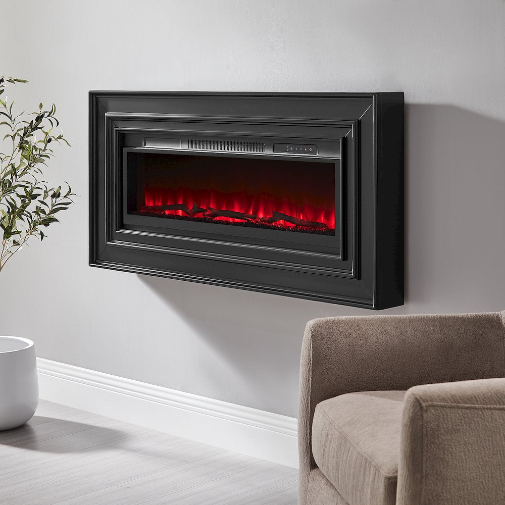 Wall Mounted Electric Fireplace Console, Black