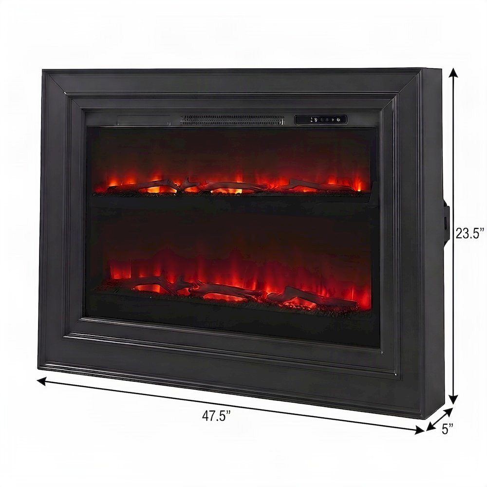 Wooden Wall Mounted Electric Fireplace TV Stand and Mantel Console, Black