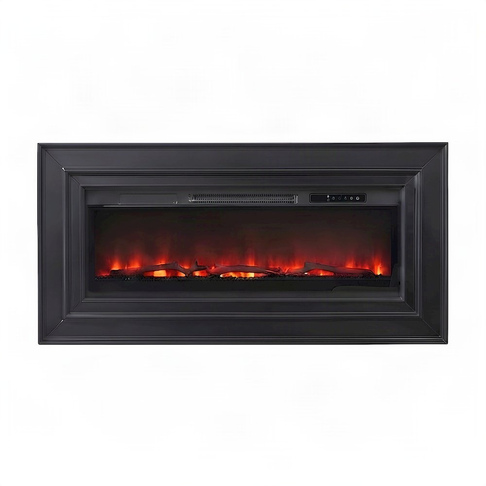 Wooden Wall Mounted Electric Fireplace TV Stand and Mantel Console, Black