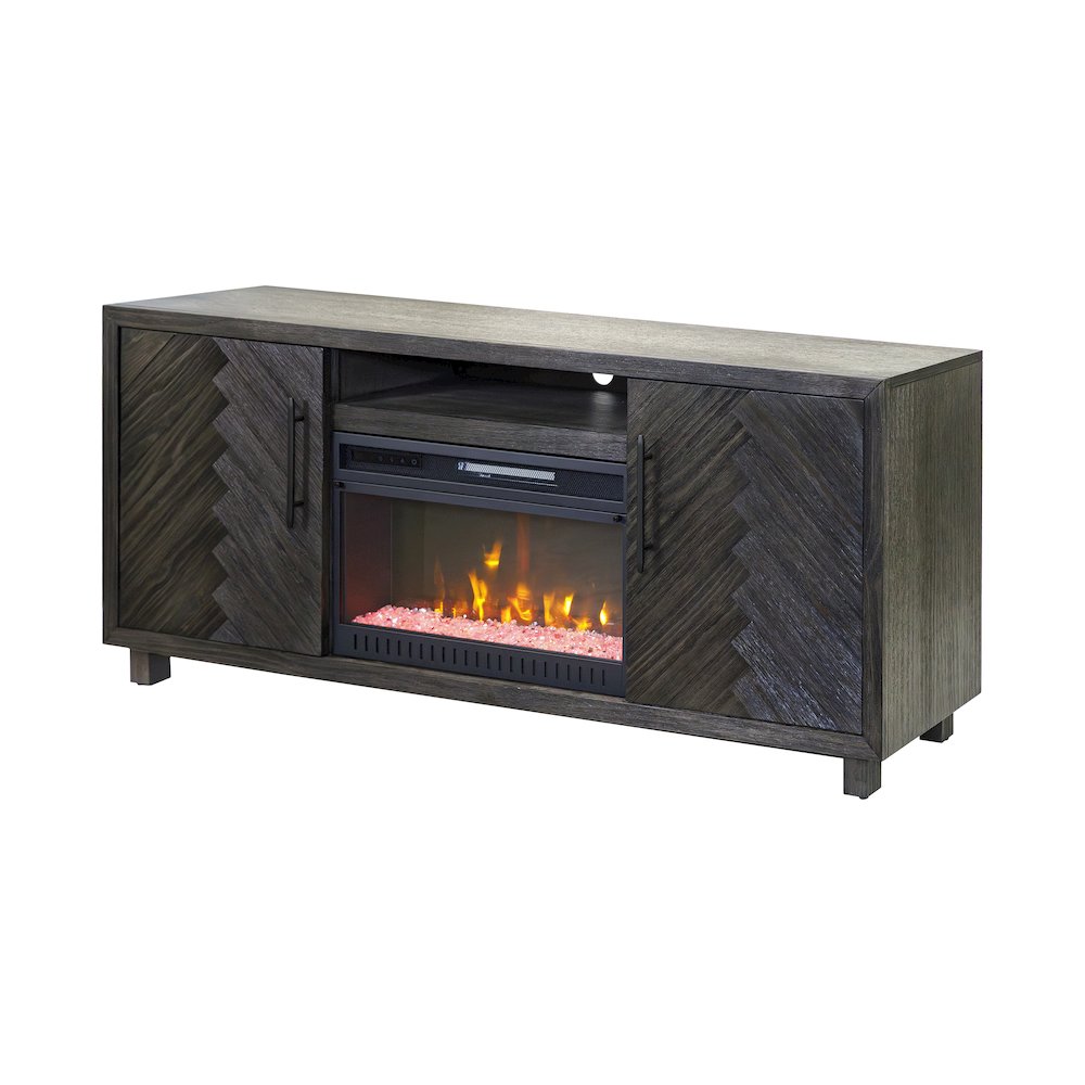Palisades 67" Fireplace Console, Fully Assembled, Gray