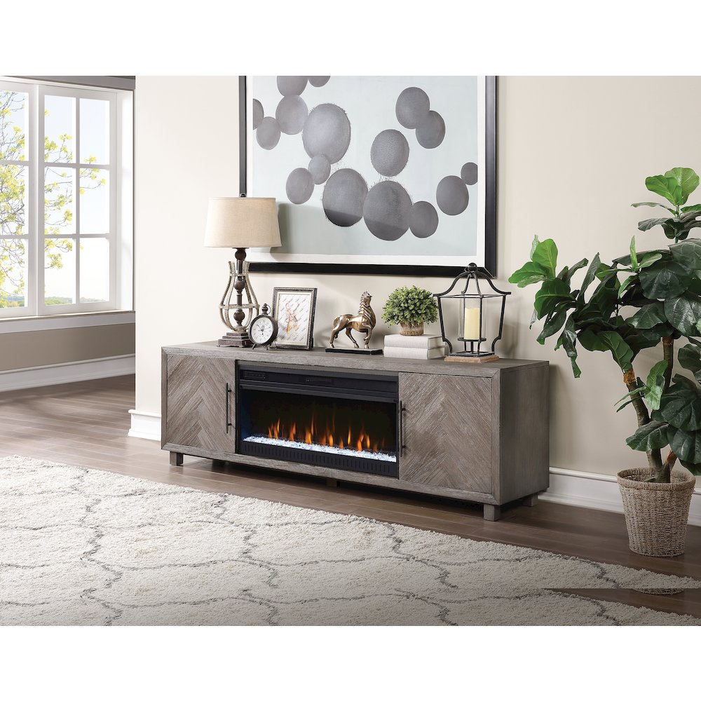Palisades 80" Fireplace Console, Fully Assembled, Gray