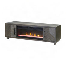 Wooden Fireplace TV Stand with Electric Entertainment Console, Gray, 80 Inch