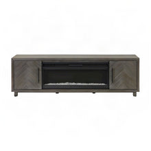 Wooden Fireplace TV Stand with Electric Entertainment Console, Gray, 80 Inch