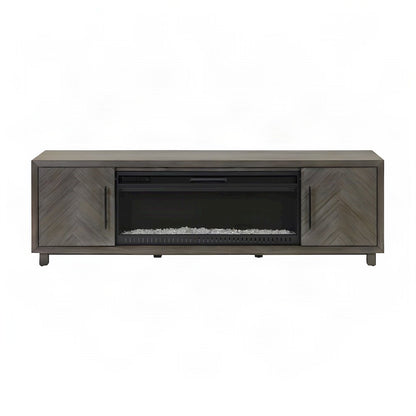 Wooden Fireplace TV Stand with Electric Entertainment Console, Gray, 80 Inch
