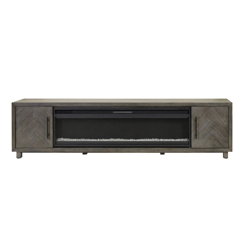 Palisades 96" Fireplace Console, Fully Assembled, Gray