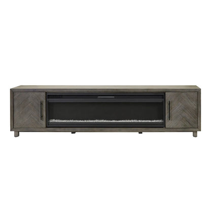 Palisades 96" Fireplace Console, Fully Assembled, Gray