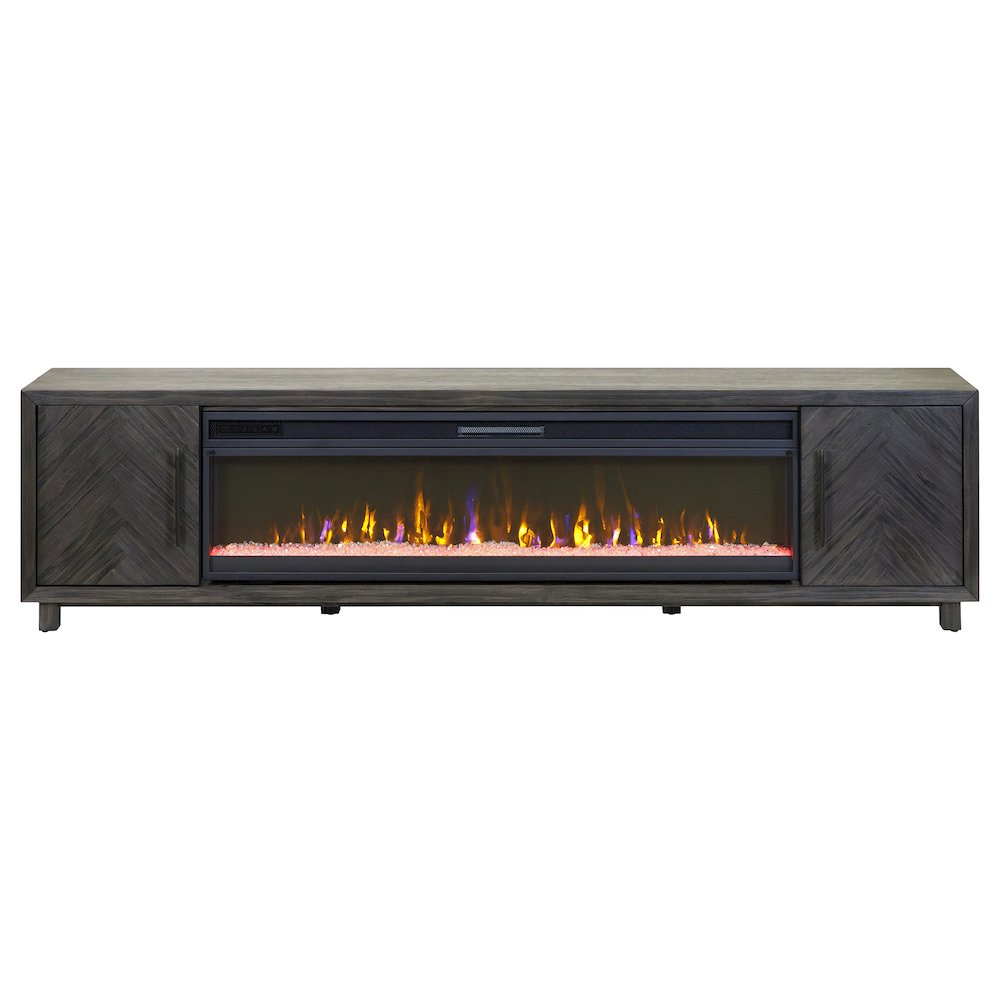 Palisades 96" Fireplace Console, Fully Assembled, Gray