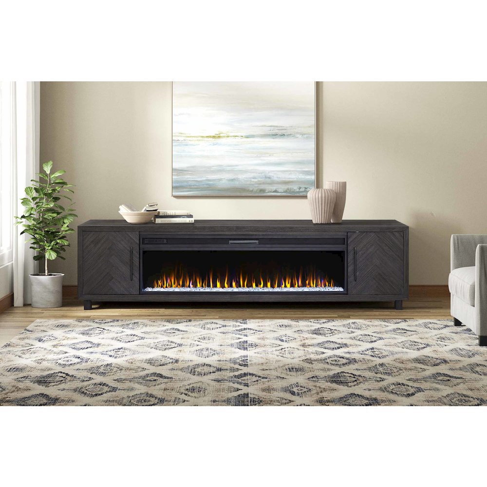 Palisades 96" Fireplace Console, Fully Assembled, Gray